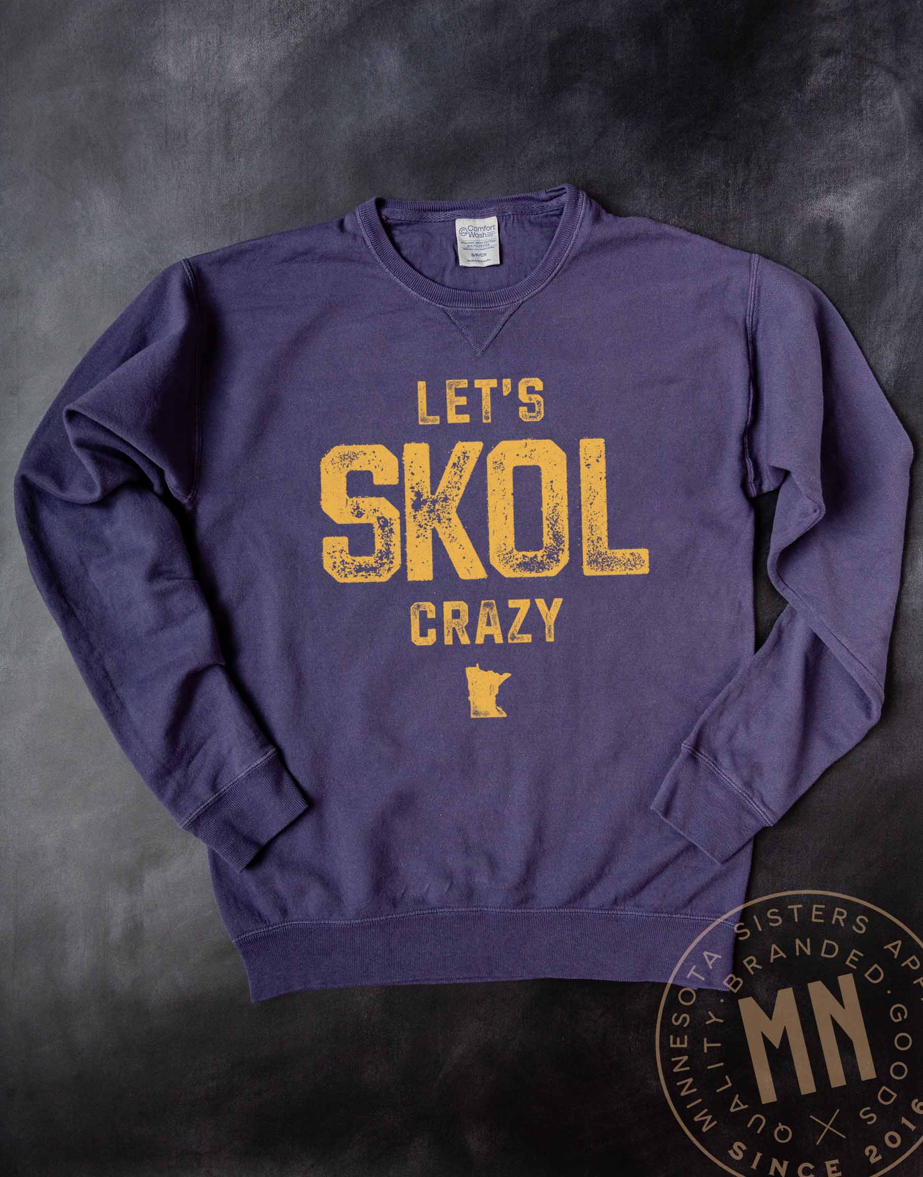 Let's SKOL Crazy Crewneck Sweatshirt - Minnesota Fan Gear